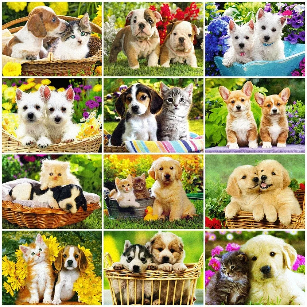 

Sontonga 5D Diy Diamond Painting Dog Animals Diamond Embroidery Sale Flower Rhinestone Picture Home Decoration Crafts