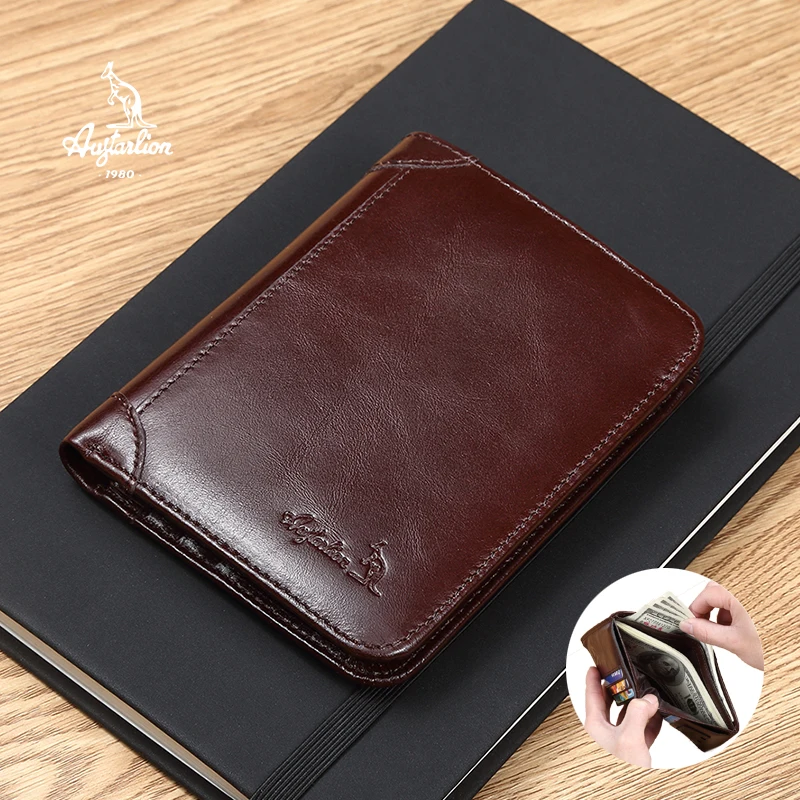 Дропшиппинг мужской кошелек масло воск натуральная кожа кошельки черный и