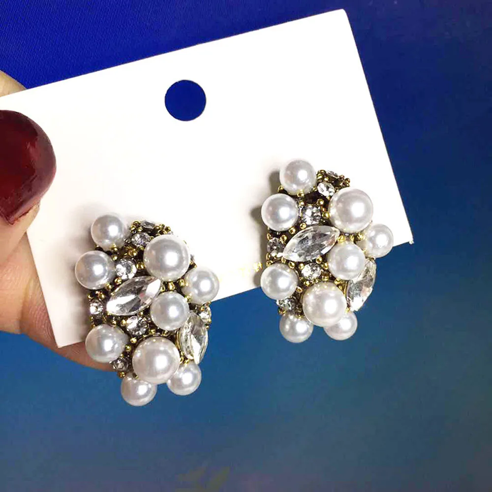 Серьги-гвоздики ручной работы в Корейском стиле женские серьги с искусственным