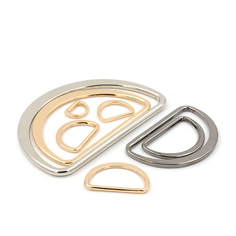 20Pc Metal D-ring 15/2/30/40/50/60mm Strap Buckle Inner Width Metal Half Round Shaped seamless Welded D Ring DIY Bag Accessories