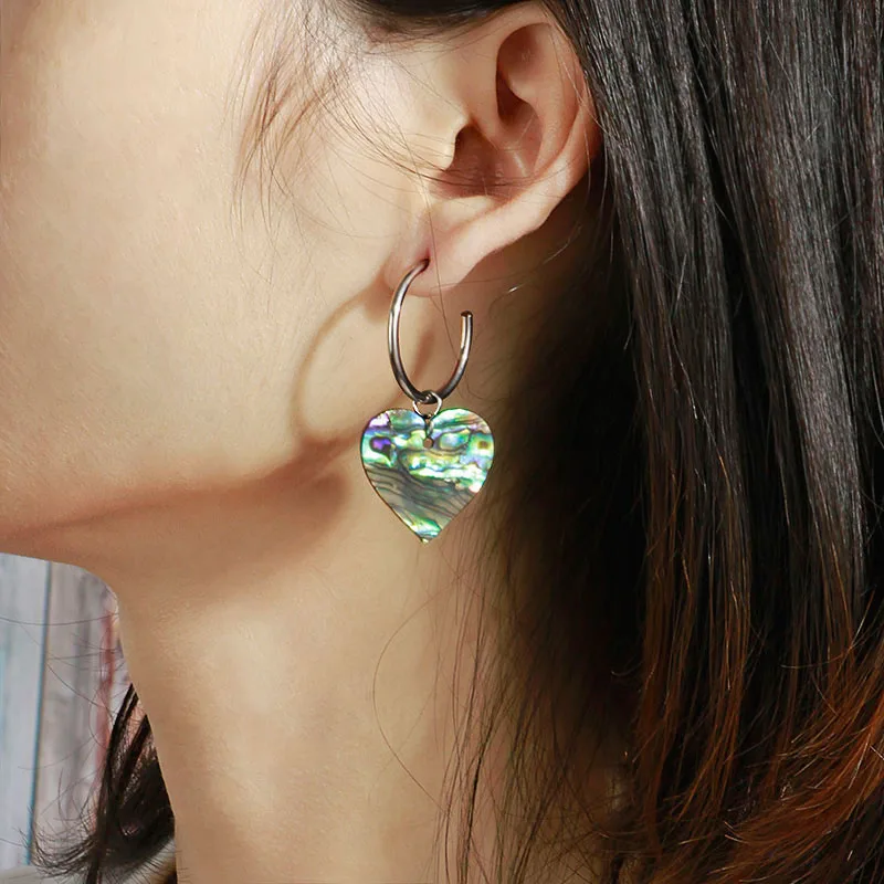 Baoyan большие золотые серьги круглые сердца натуральные в виде раковины абалона