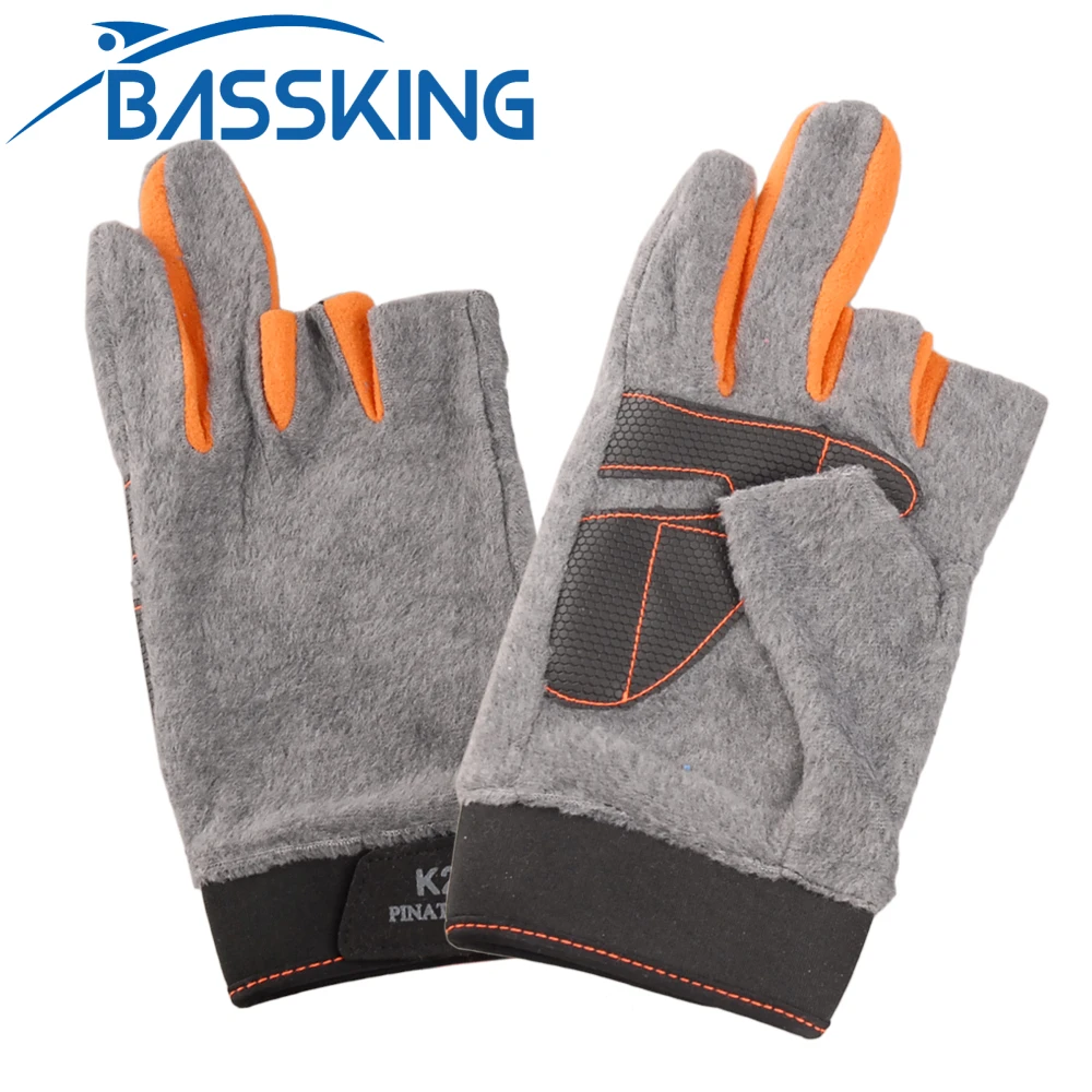 Зимние рыболовные перчатки BASSKING с открытыми пальцами Нескользящие гелевые