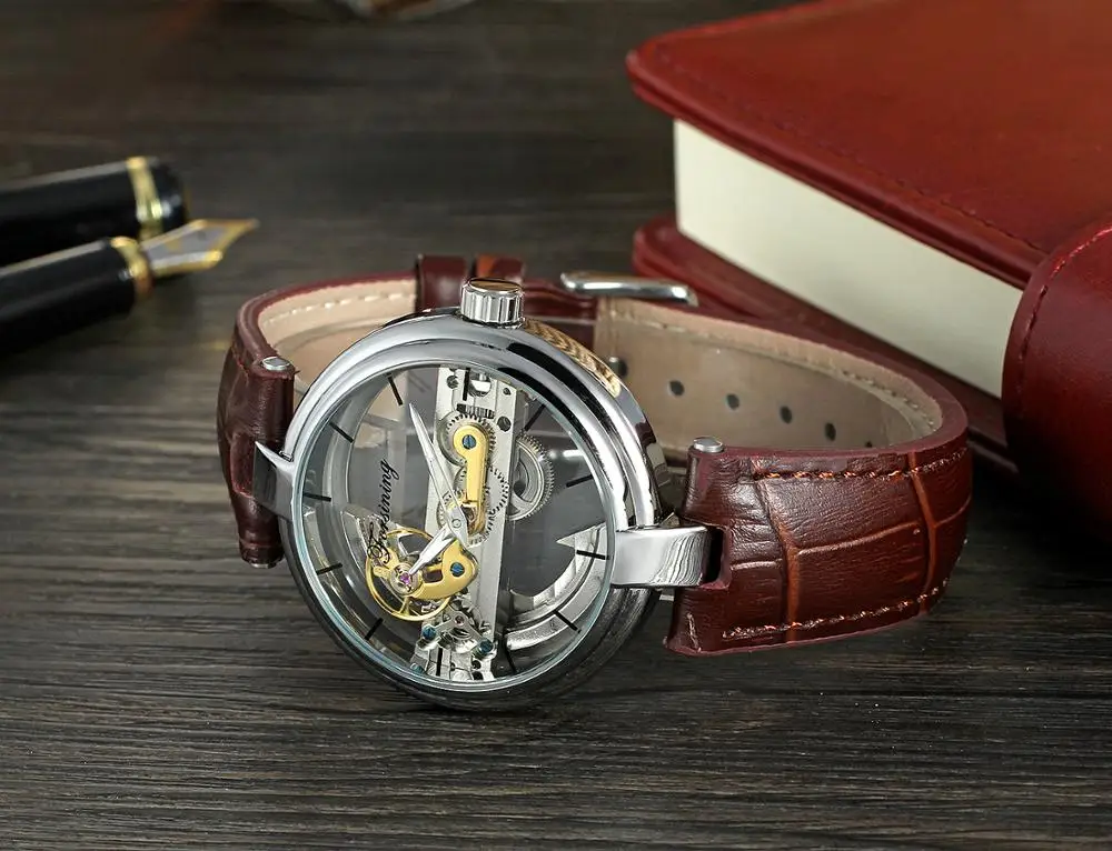 Наручные часы FORSINING с золотым мостом брендовые Роскошные автоматические