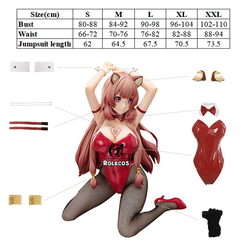 

ROLECOS Raphtalia Bunny Girl Cosplay Costume The Rising of the Shield Hero Cosplay Women Jumpsuit Sexy Red Bodysuit