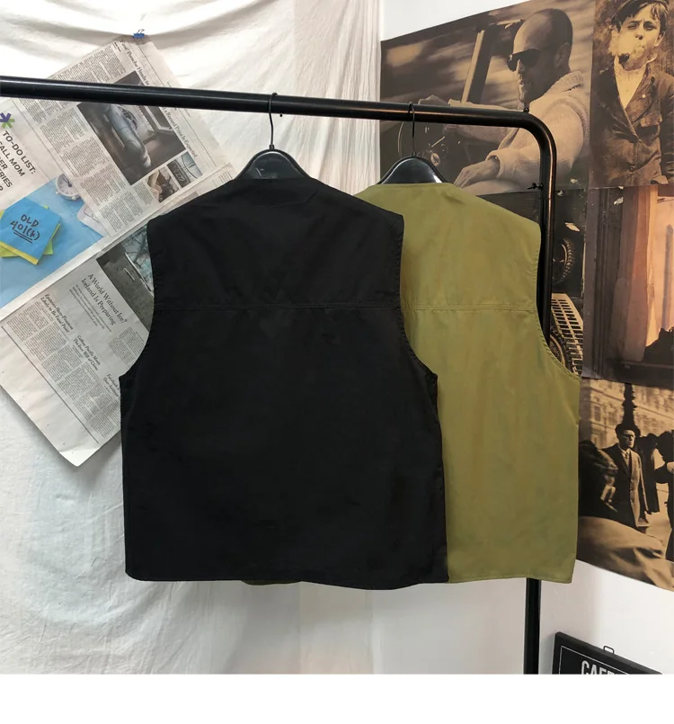 

Men's Thin for Autumn and Winter Multi-Pockets Function Frock Vest Men's Popular Brand Loose Sleeveless Vest Outerwear Jacket