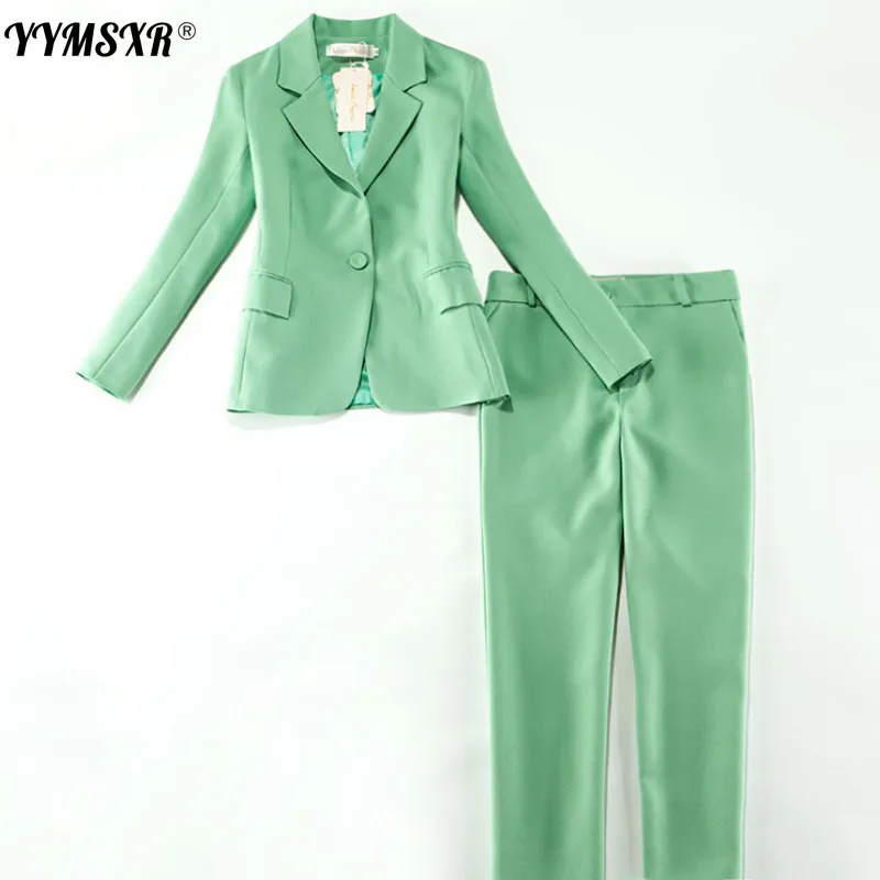 

Женский профессиональный офисный Блейзер и брюки, новинка 2022, Осенний женский облегающий костюм из двух предметов с длинными рукавами