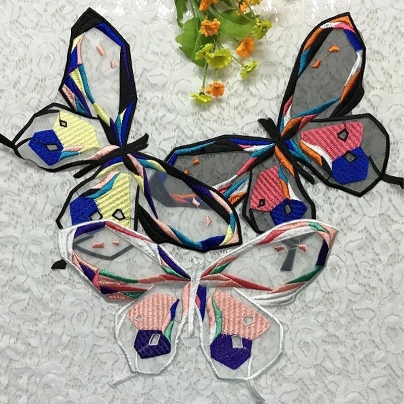 Вышивка в виде больших бабочек нашивка с вышивкой Аппликации для одежды нашивки