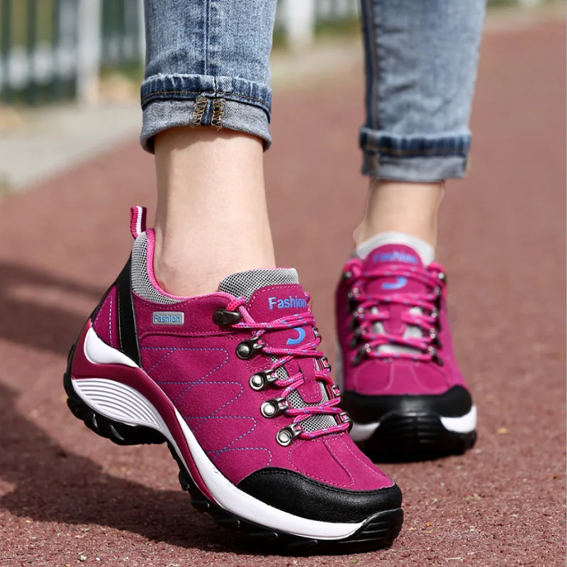 

2021 NEW Spring and Autumn Hiking Shoes Women's Inner Heightening Thick-soled Outdoor Hiking Shoes Waterproof Non-slip Lightweig