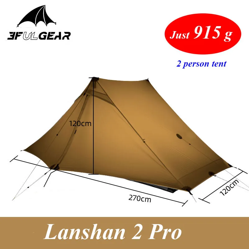 

3F UL GEAR LanShan 2 Pro Tent 2 Person Outdoor Ultralight Camping Tent 3/4 Season Professional 20D Nylon Both Sides Silicon Tent