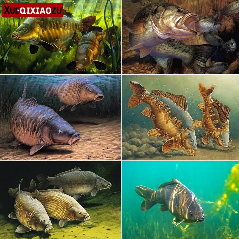 5D &quotсделай сам&quot с большими кругами алмазная живопись Lucky Carp Набор для вышивания