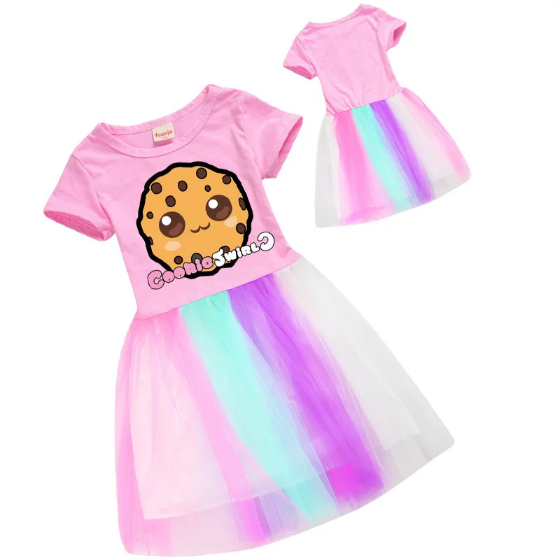 

Cookie Swirl c Girls Dress Girl Happy Birthday Party Dresses Summer Short-sleeved Princess Costumes Halloween Clothes for Kids