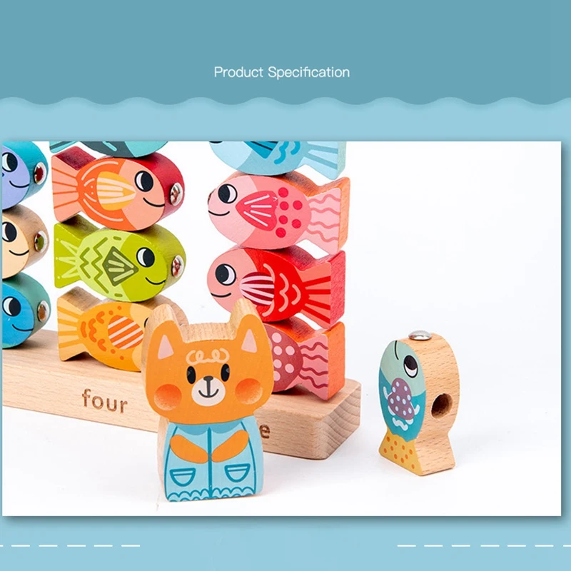 

Wooden Magnetic Fishing Game Toy for Kids 2 in 1 Alphabet Fish Catching Counting Preschool Number Board Games