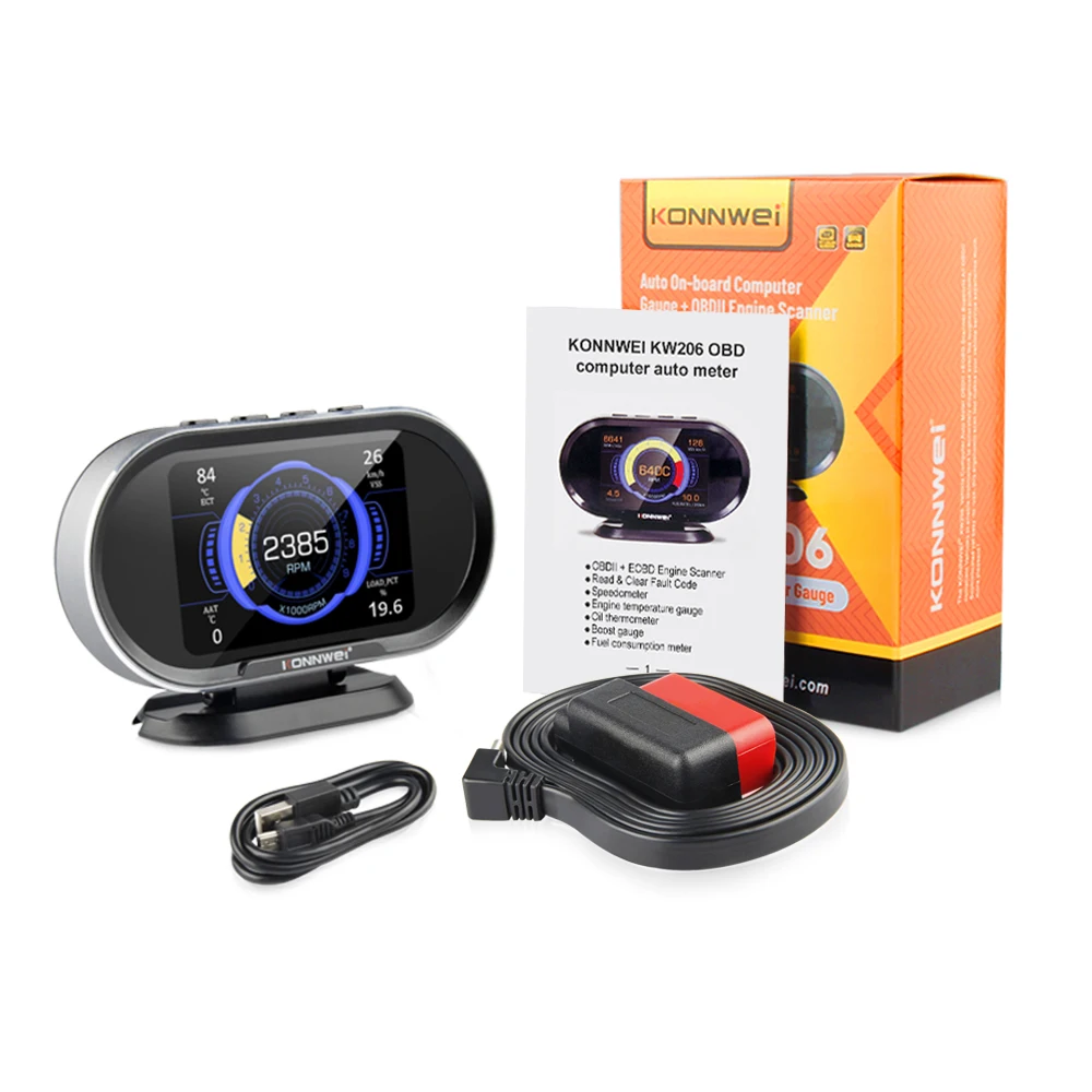 

Auto Car Digital Computer Display Scan Tool OBD 2 Scanner Fuel Consumption Water Temperature Gauge KW206 OBD2 On-Board Computer