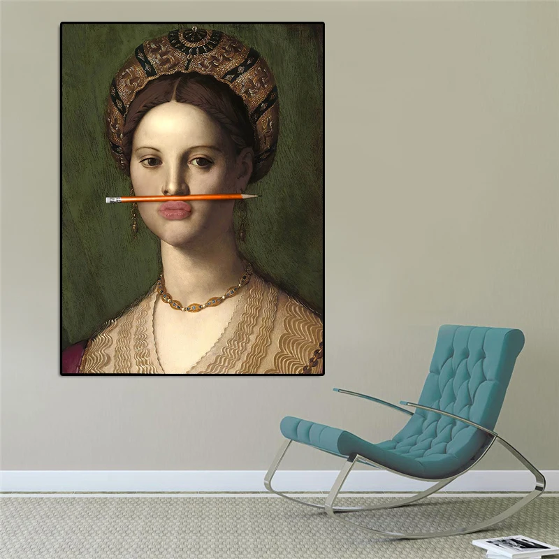 GOODECOR Классическая европейская масляная женщина на холсте Веселые губы ручка