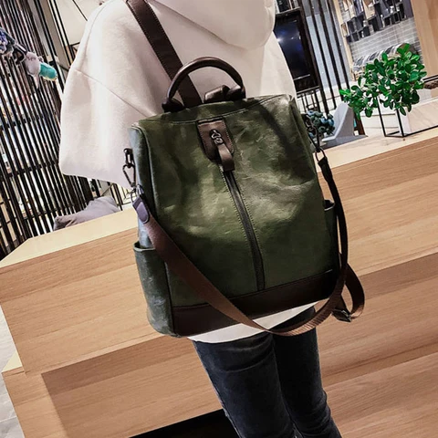 Винтажный рюкзак для женщин, мягкий вместительный дорожный ранец с защитой от кражи, школьная сумка из кожи высокого качества