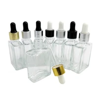 10 x 1oz clear square glass dropper bottle small 30ml clear glass bottle with pipette dropper