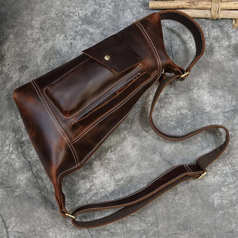 maheu featured mens genuine leather backpack crazy horse leather daypack travel bag male laptop bagpack unique bagpack for man free global shipping