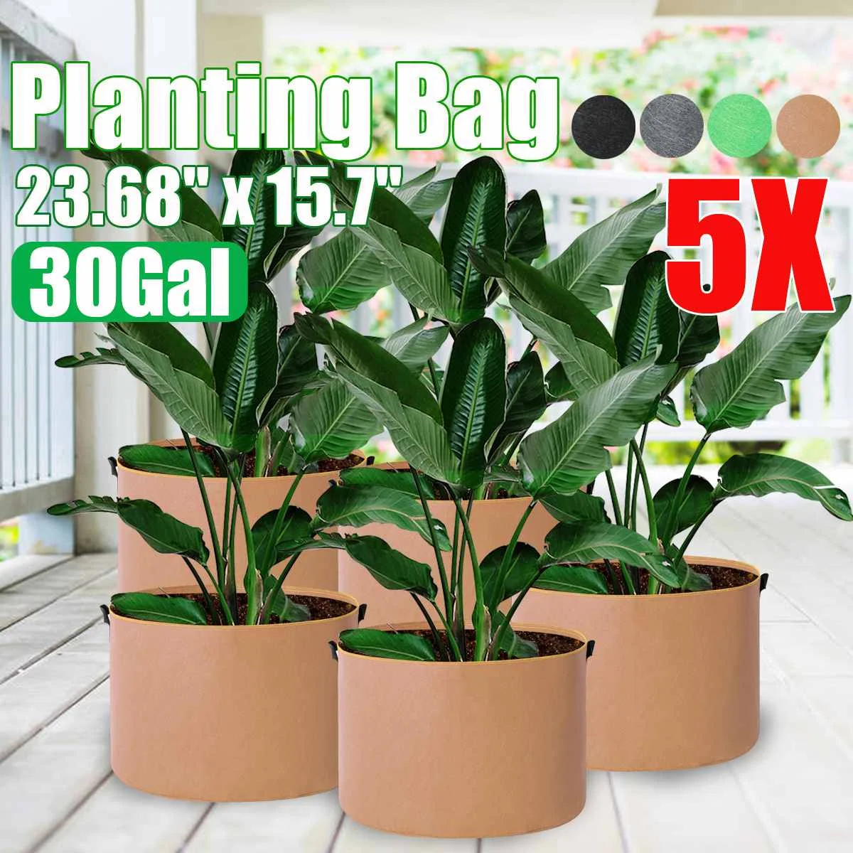 

5 шт. 3/5/10/30 галлонов уличные цветочные горшки Войлок расти Сумка садовая ткань расти горшок для овощной рассады рост ящик для комнатных раст...