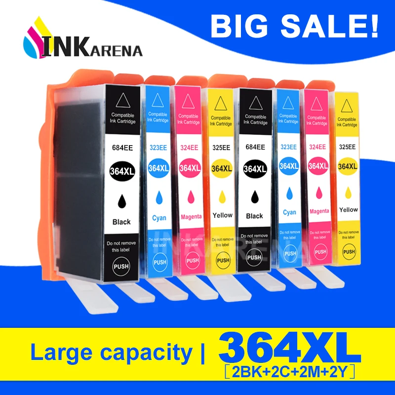 

364XL Compatible Ink Cartridge Replacement for HP 364 XL Photosmart 5510 5515 5520 7520 B109a 6510 Deskjet 3070A 7510 Printer