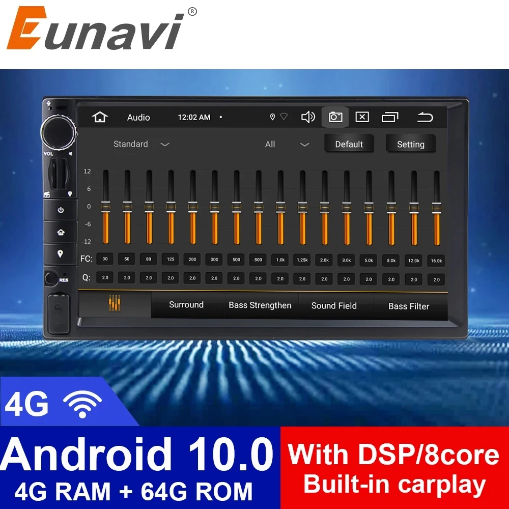 Автомагнитола Eunavi DSP 2 Din Android мультимедийный плеер 4G 64 Гб универсальная стерео