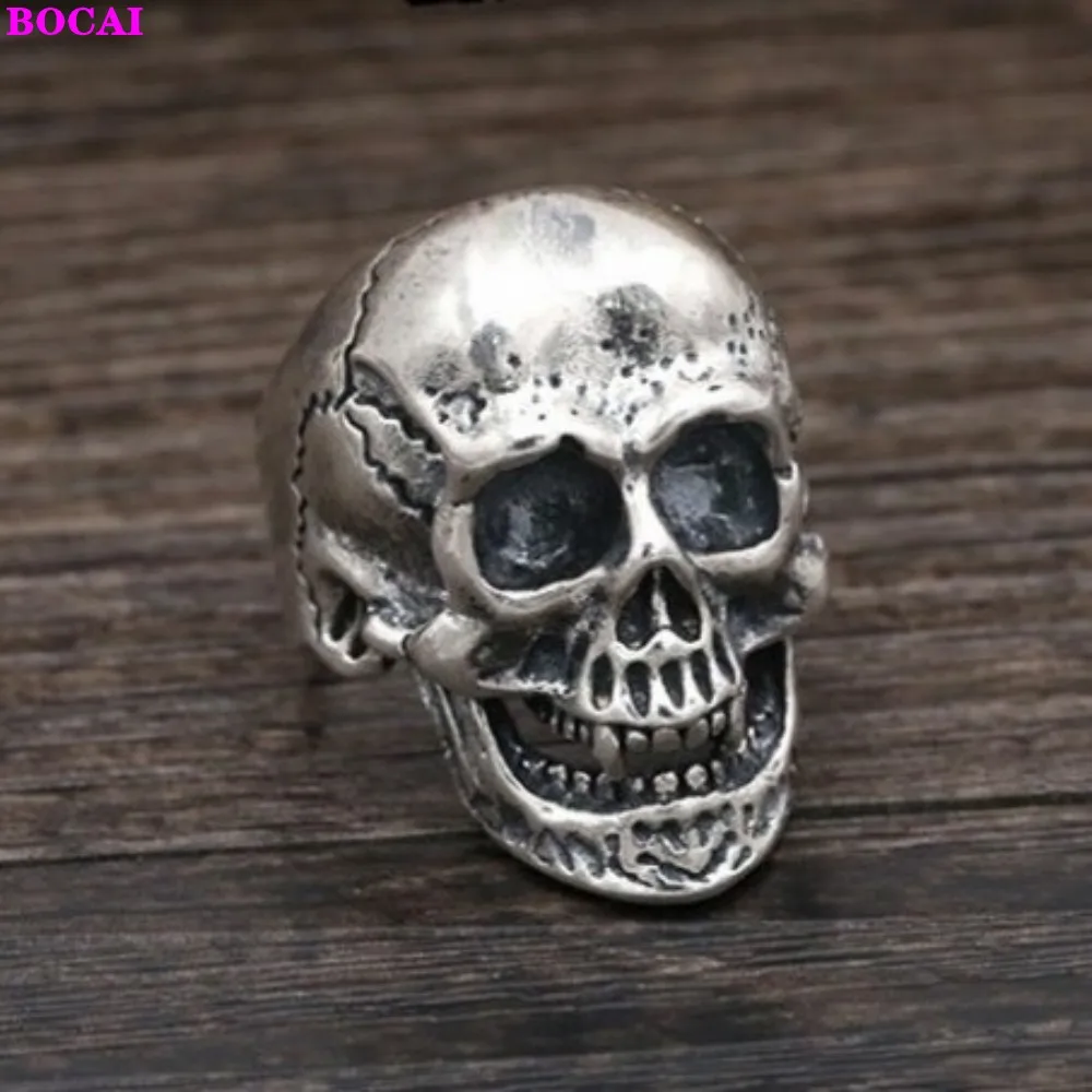 Мужское кольцо с черепом BOCAI S925 из стерлингового серебра Винтажное на
