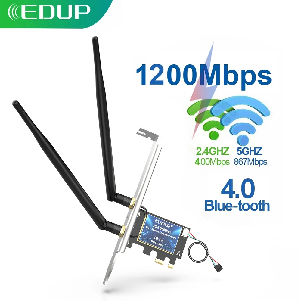 EDUP-tarjeta de red PCI Express de 1200Mbps, Adaptador WiFi de banda Dual,...