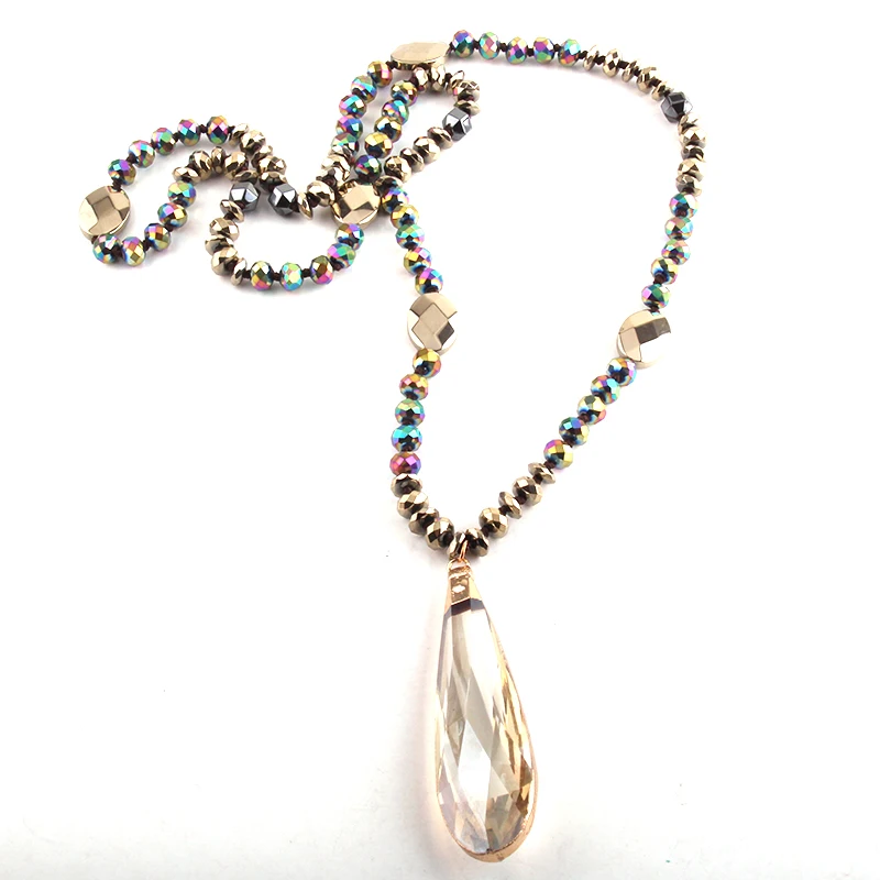 Модные богемные этнические ювелирные изделия с кристаллами/гематитом длинные