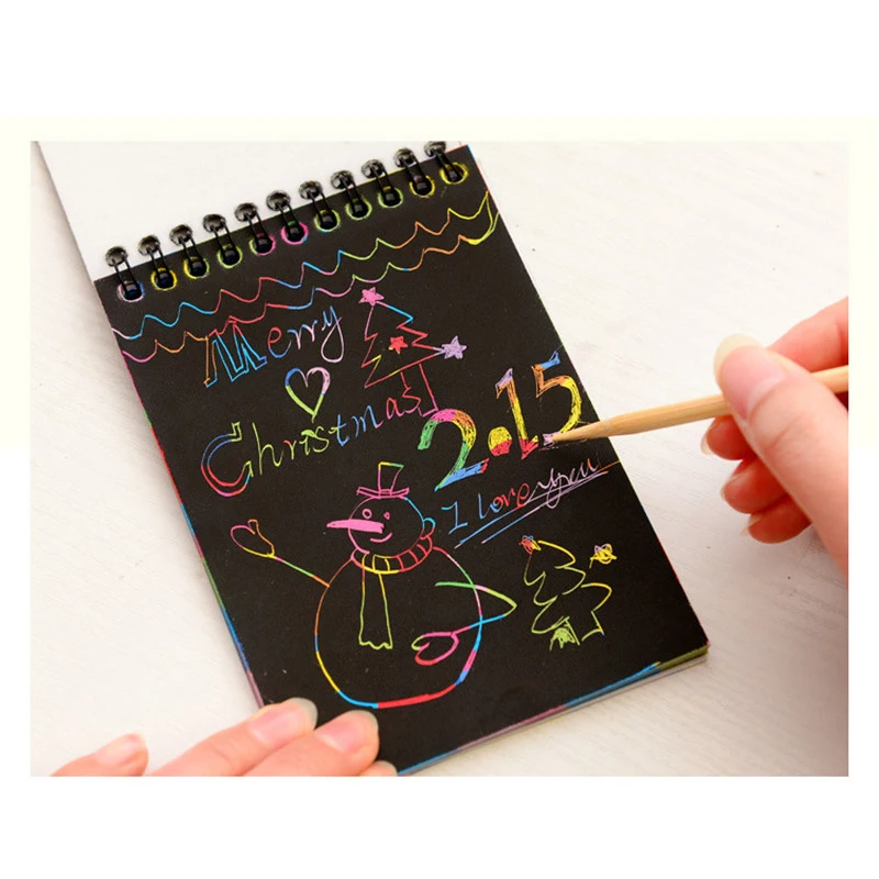 Дети DIY живопись техникой соскабливания Примечание 10 листов Magic Цвет Радуга