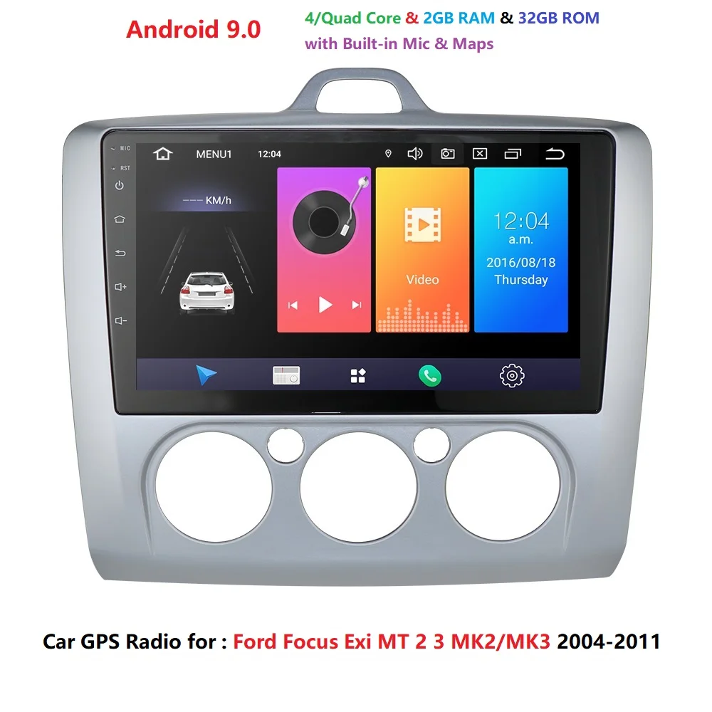 2G RAM 32G ROM 9 дюймов Android 9,0 автомобиль радио для ford focus EXI MT 2 3 Mk2 2004 2005 2006 2007 2008 2009-2011 2Din gps мультимедийный плеер - Цвет: 2G RAM 32G ROM