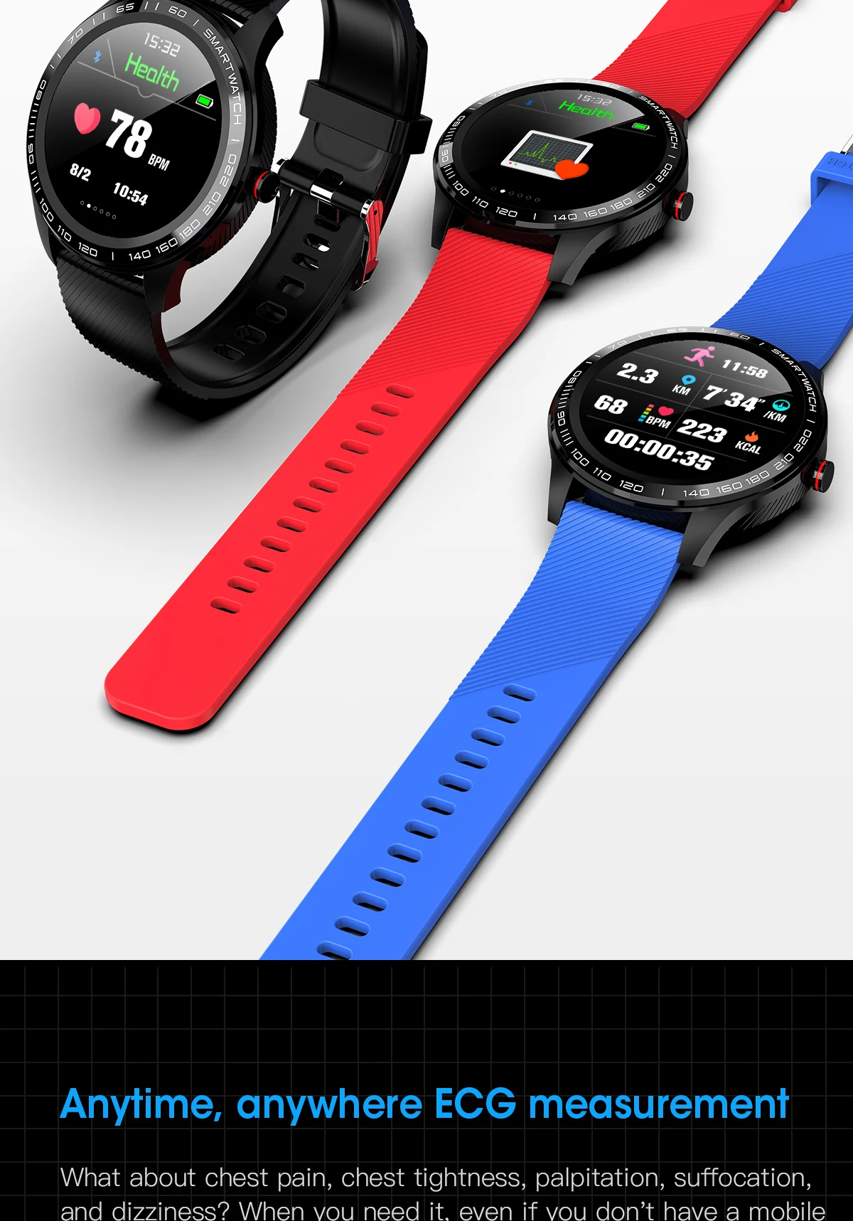 LEMFO, Смарт-часы, Bluetooth, звонки, ЭКГ, пульсометр, уведомления о чтении, полный сенсорный экран, IP68, водонепроницаемые Смарт-часы для мужчин и женщин
