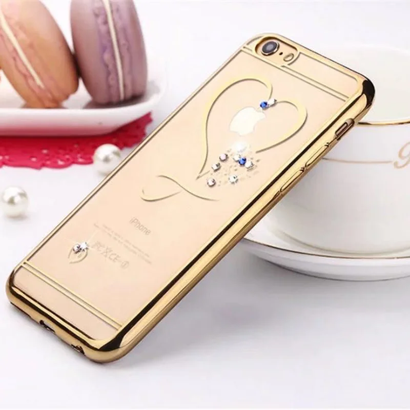 Модный мягкий чехол для телефона с сердечком и алмазным покрытием для iPhone 11 Pro X XR XS MAX, силиконовый чехол для iPhone 7 8 6S Plus 5 SE 5S