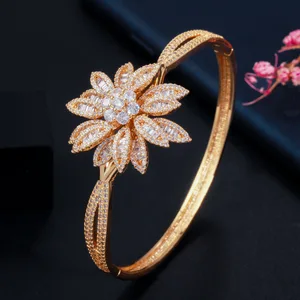 Trendy Clamper CZ Bangle BSYS0158 Jewelry Women Elegant Bracelet Party Gold Silver Plated