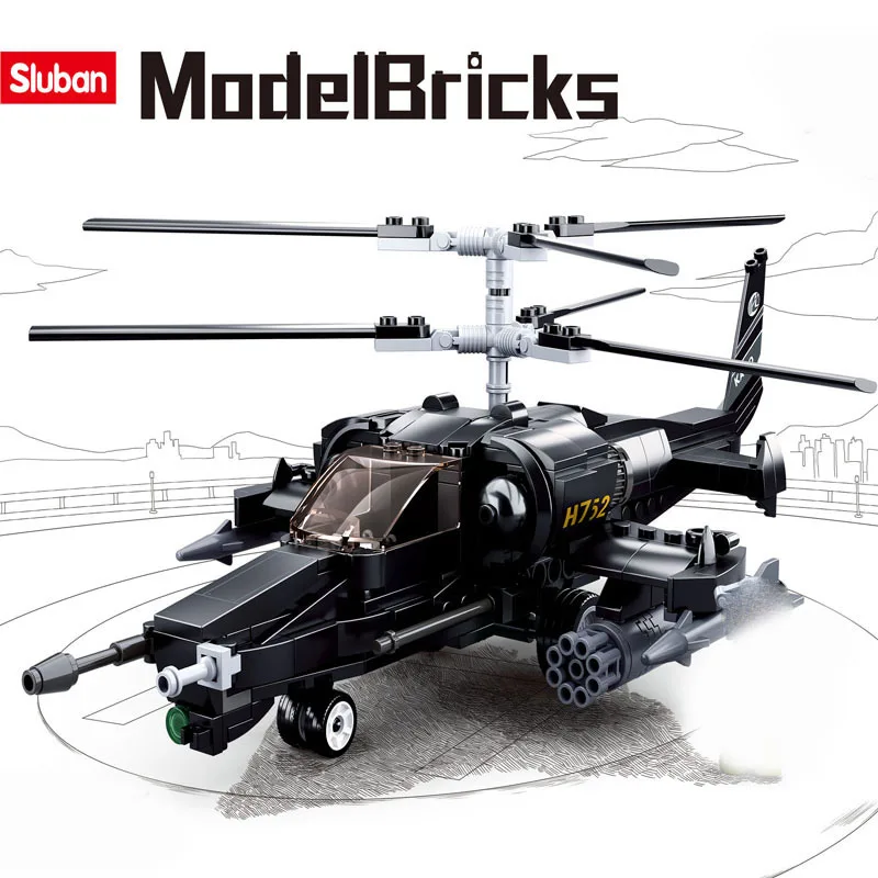 Конструктор Sluban 0752 в сборе обучающая игрушка модель танка KA50 игрушки для детей