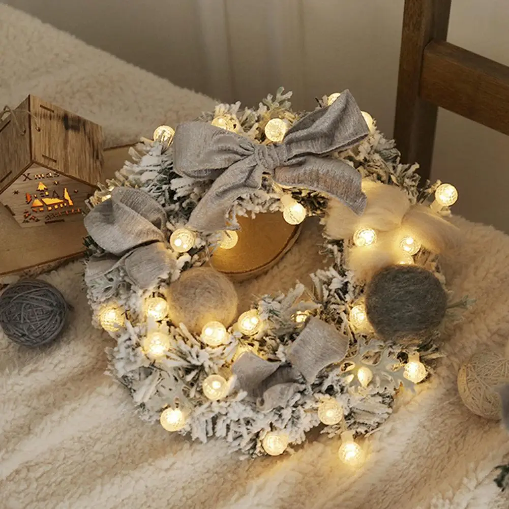 

Рождественский искусственный цветочный венок из ротанга, подвесной дверной венок, настенное украшение с гирляндой для дома, праздника Вече...