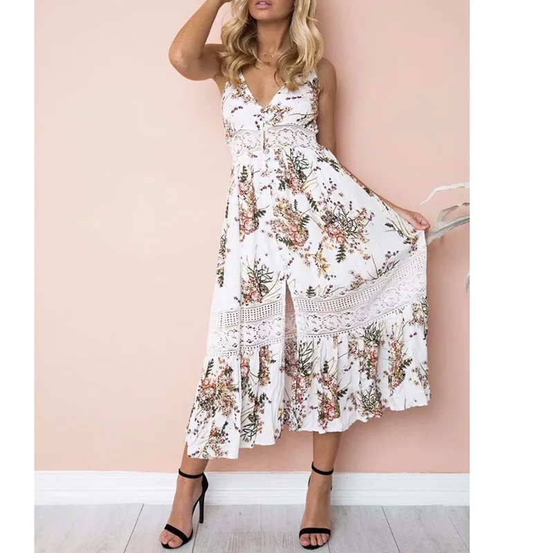 Женское длинное платье-туника Onlyoung летнее пляжное платье на тонких бретельках