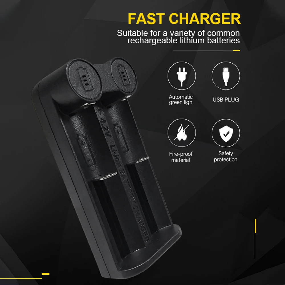 Зарядное устройство для аккумуляторов 18650 умное зарядное с 2 слотами USB 26650 18350 32650