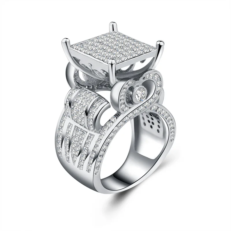 

2021 New Luxury Princess 925 Sterling Silver Engagement Ring for Womenanniversary Gift Jewelry Wholesale R6512