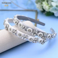 topqueen s101 fg handmade wedding headband luxury flower pearl baroque headwear jeweled and diamonds headpiece for bridal party