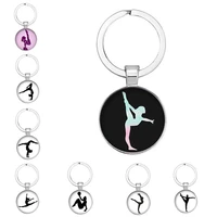 leisure gymnast pattern keychain rhythmic gymnast pattern glass pendant keychain gymnast souvenir gift