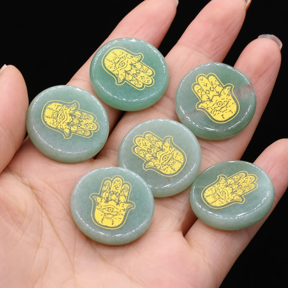 

6pcs Natural Stone Green Aventurine Round Bead Ornaments Religious Reiki Healing Divination Mafati Palm Gem Making Jewelry Decor