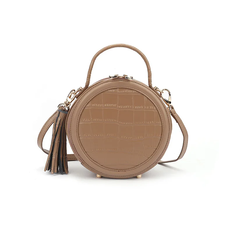 

2020 women's bags all-match handbags stone pattern small round bags fashion tassels one-shoulder messenger bag tide satchels