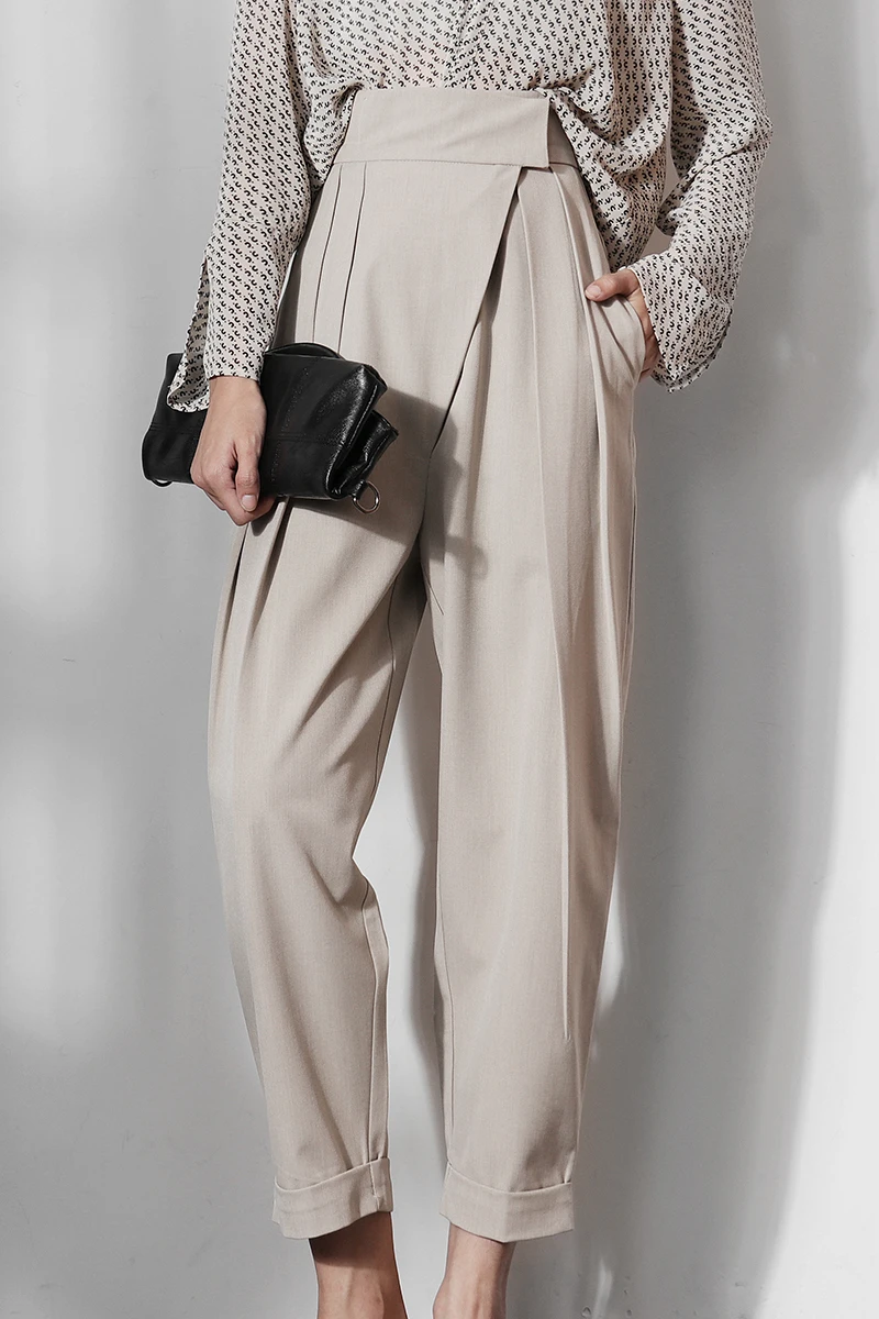 

Women's Classic High waist Fashion Office Pants ladies Vintage Luxury trousers