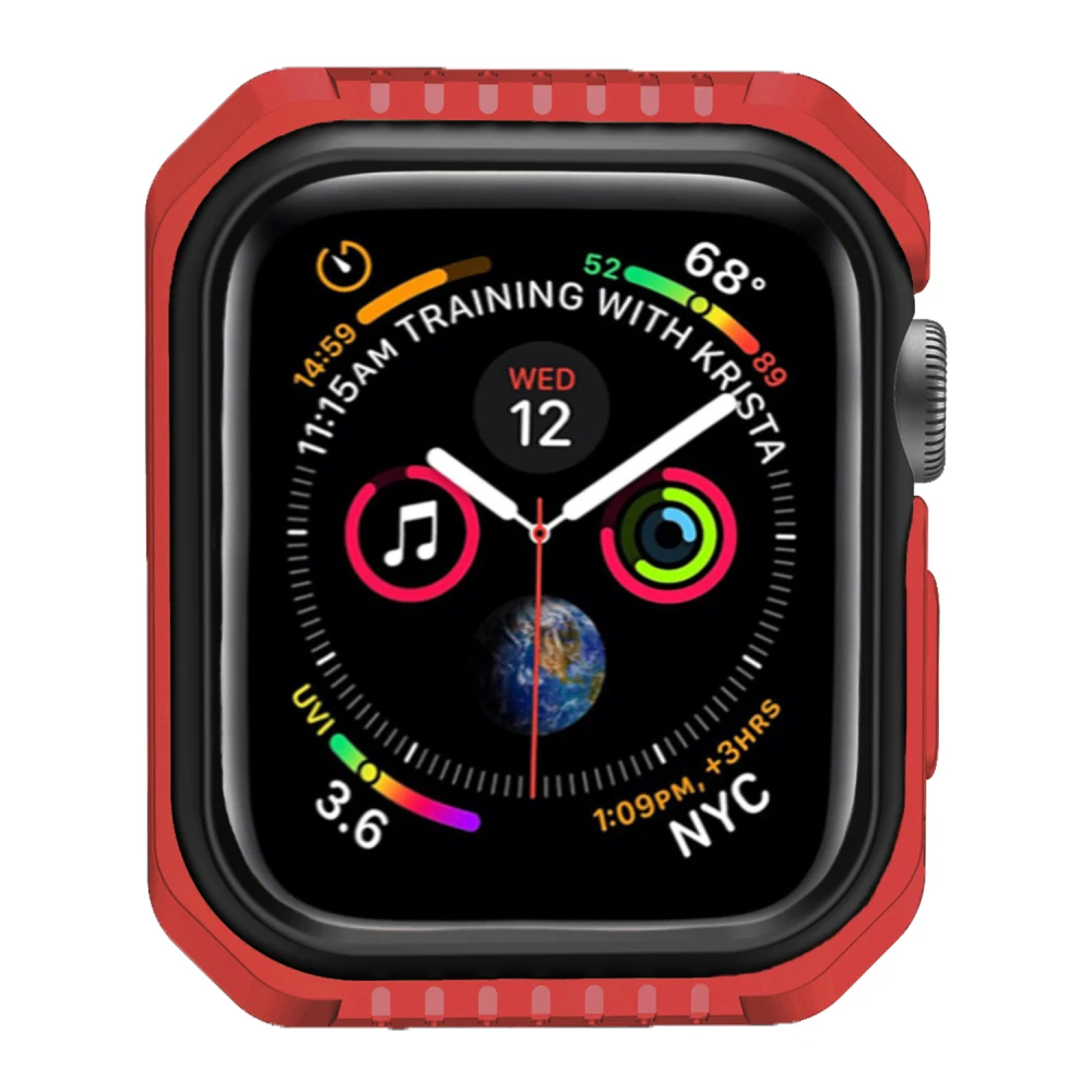 Red Black Жесткий защитный чехол из силикона и поликарбоната для Apple Watch 5, 4, 40 мм, 44 мм, защитный чехол-бампер для iWatch Band Series 3, 2, 1, 38 мм, 42 мм - Цвет: Red Black