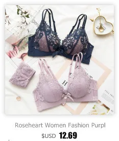 Roseheart Новое Женское модное красное сексуальное женское белье синий беспроводной бюстгальтер бант с кружевной отделкой хлопковые трусики нижнее белье бюстгальтер с мягкими чашечками