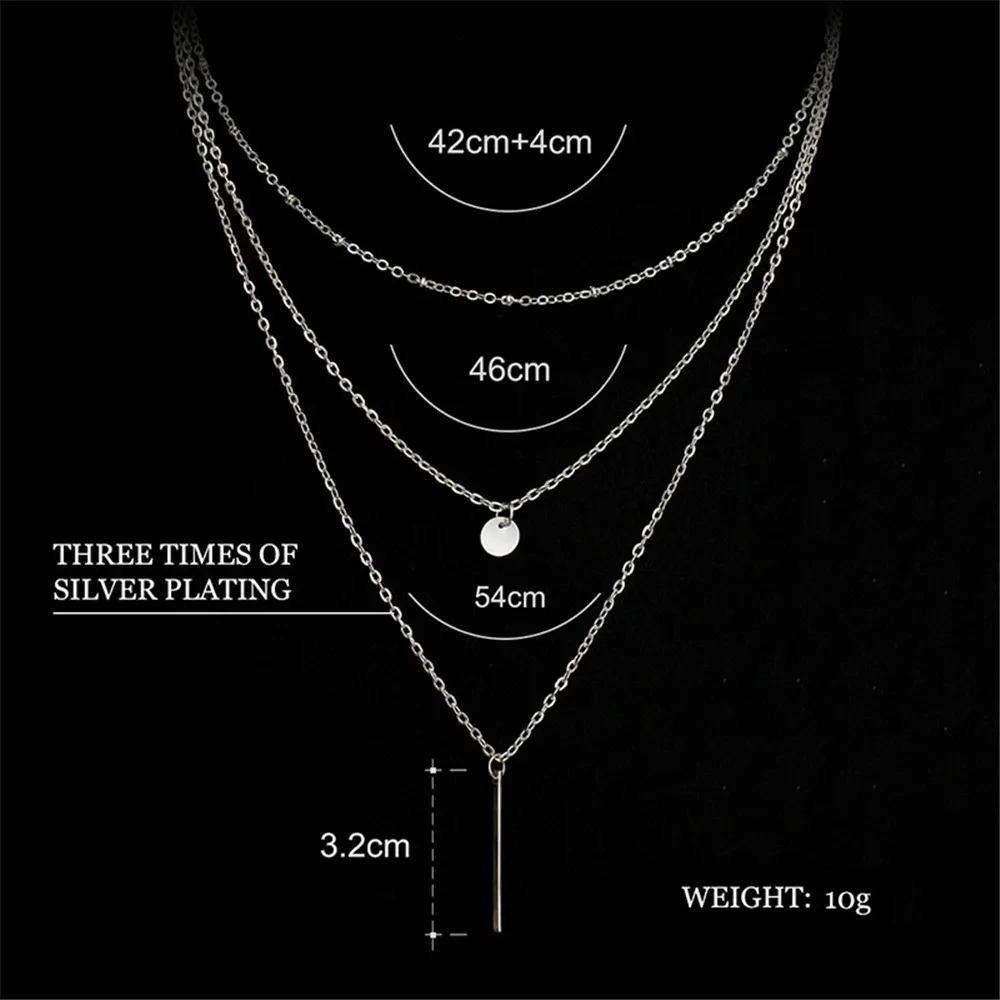 LT Многослойные блесток металлический полосы подвески и ожерелья для женщин Цвет