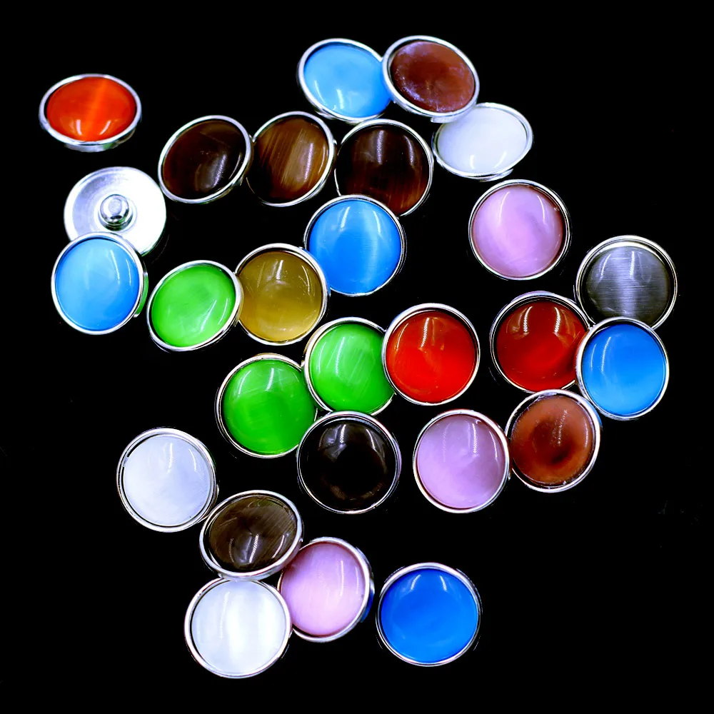 

5PCS 18mm Mixed Imitation Opal Round Glass Dome Snap Press Buttons DIY Crafts Scrapbook Gift Decor Jewelry Repair Accessories