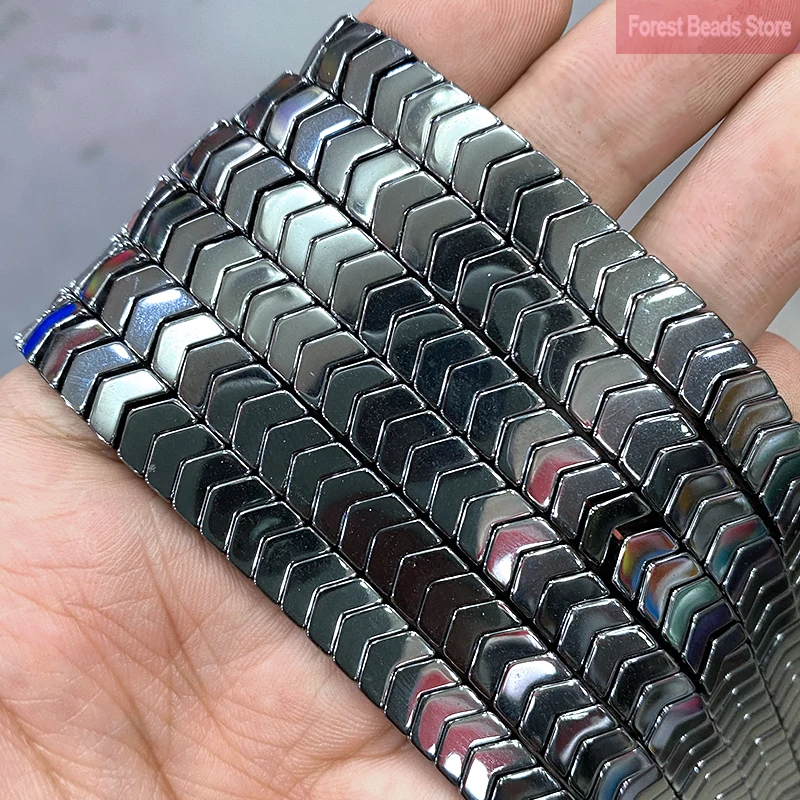 V-образные бусины из гематита с наполнителем натурального камня для изготовления