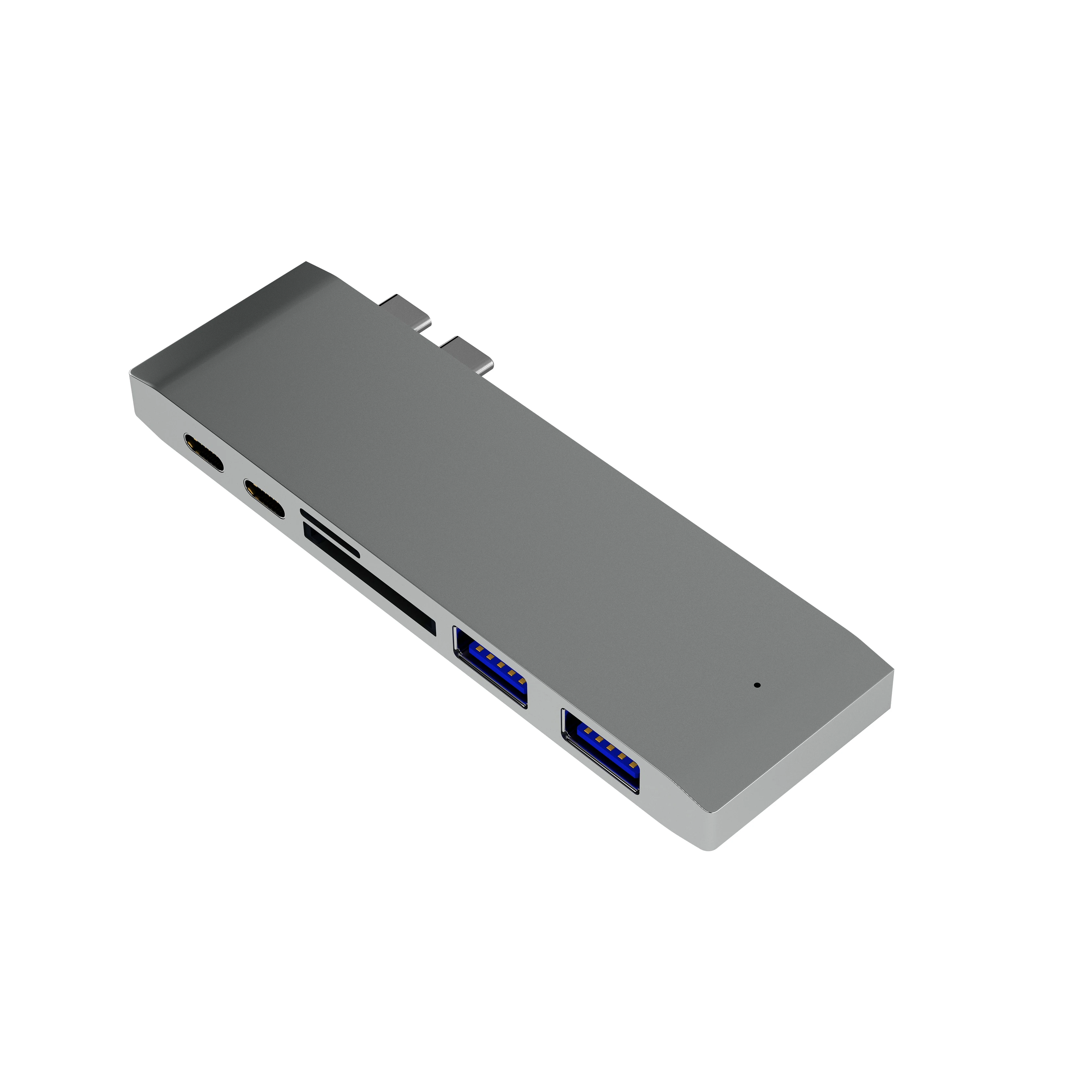 

6-IN-1 Dual Type-C Hub USB-C To USB3.0 Adapter Card Reader for PC Laptop