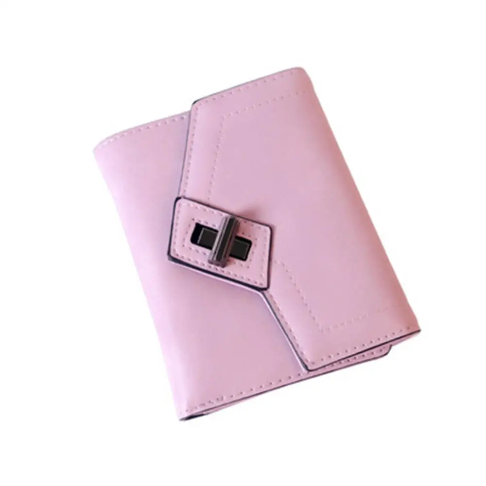 

New Purse Candy Color PU Leather 2-Layer Fashion Short Ladies Purse Clutch Student Purse Wallet Women Short Korean Small Fresh