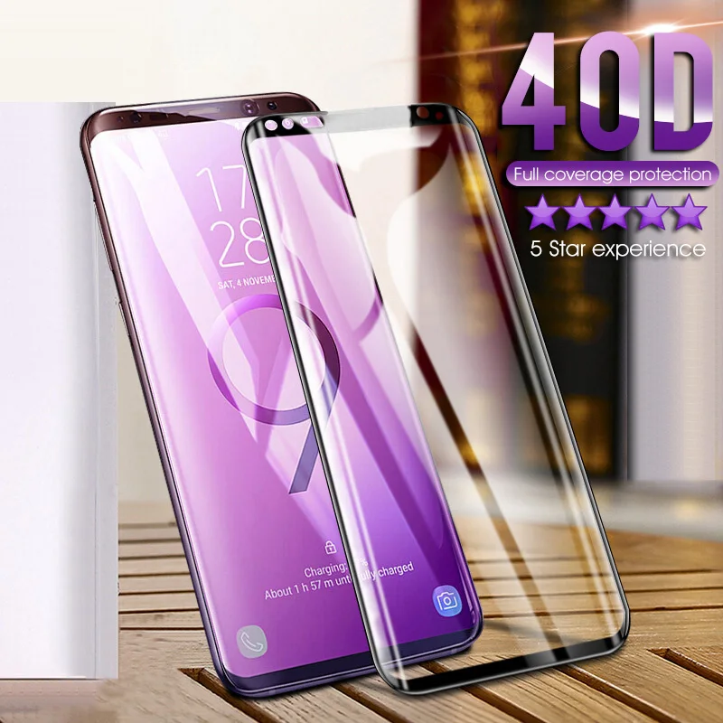 Защитное стекло изогнутое закаленное 40D для Samsung Galaxy S10E S10 S9 Plus|Защитные стёкла и